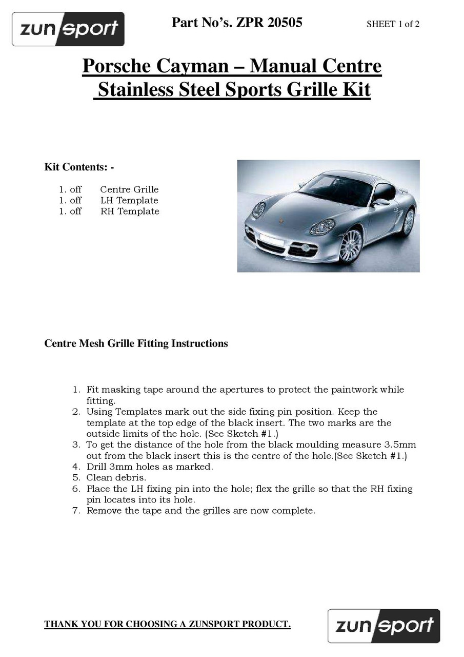 Porsche Cayman 987.1 - Front Grille Set (Manual and Tiptronic)